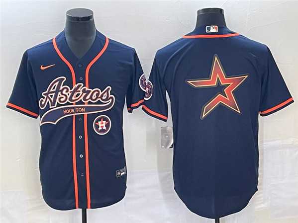 Mens Houston Astros Navy Team Big Logo With Patch Cool Base Stitched Baseball Jerseys->houston astros->MLB Jersey